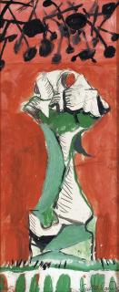 Graham Sutherland, O.M. - Standing form against red background