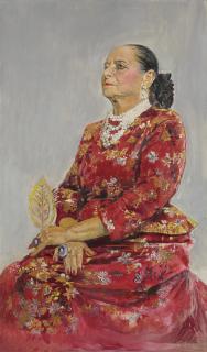 Graham Sutherland - Helena Rubinstein In A Red Brocade Balenciaga Gown