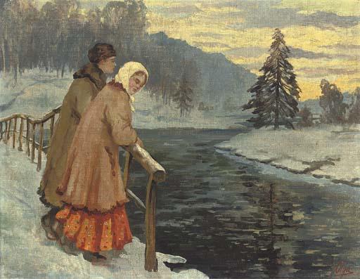 Grand Duchess Olga Aleksandrovna of Russia - A Couple By The River