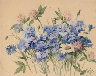 Grand Duchess Olga Alexandrovna - Cornflowers and other wild flowers