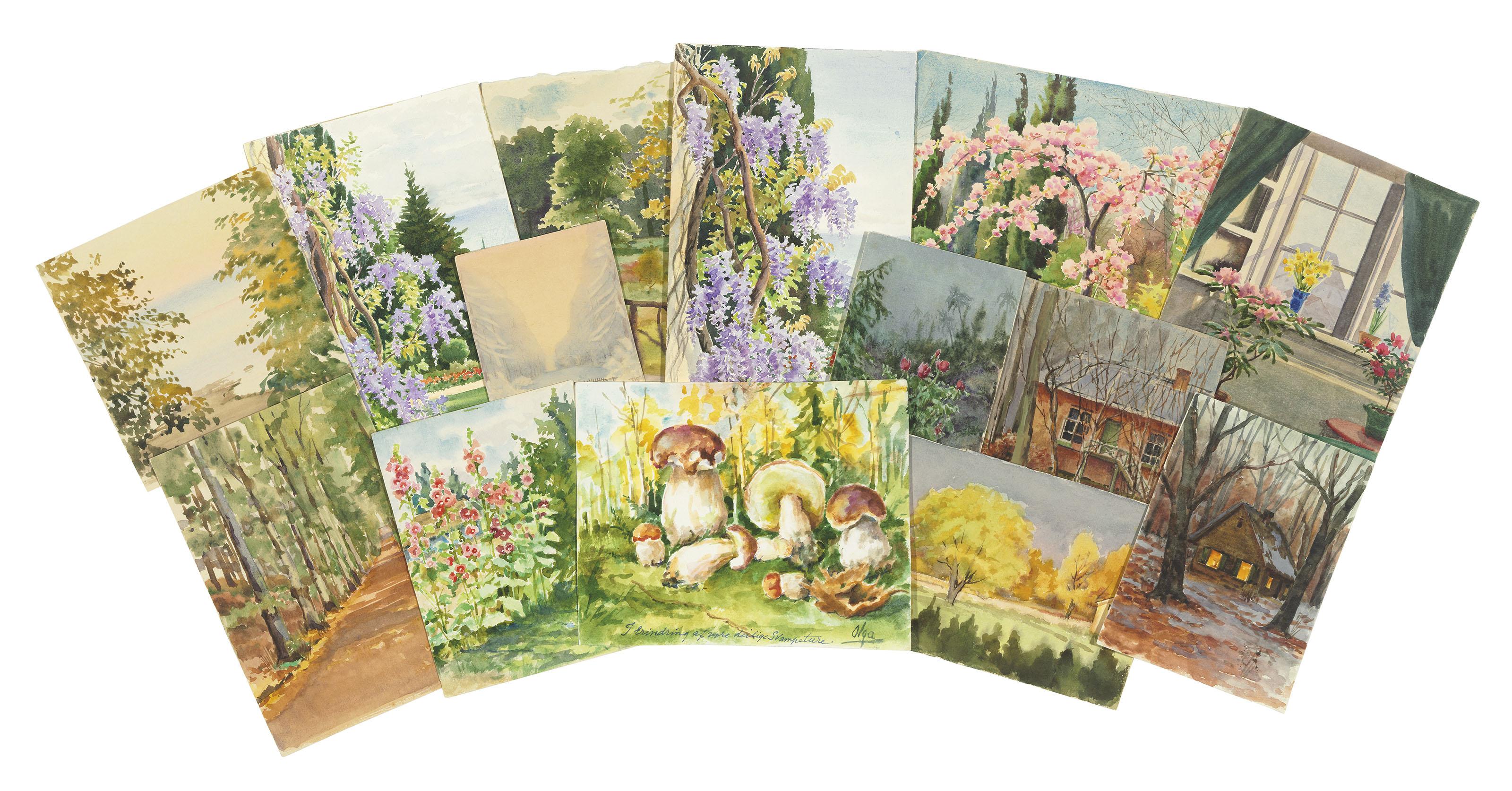 Grand Duchess Olga - A mushroom study; Six floral studies; and Seven landscapes