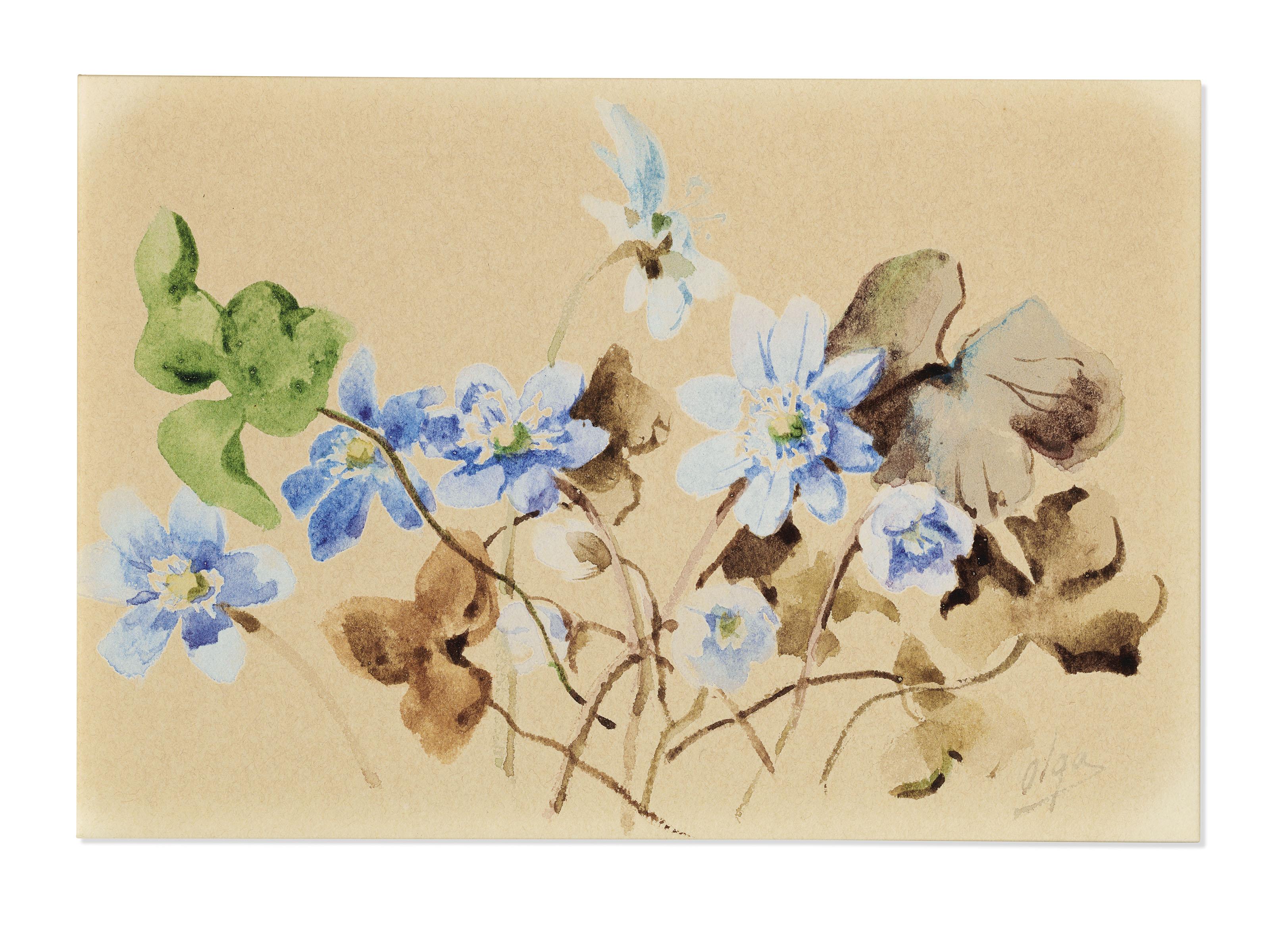 Grand Duchess Olga - An interior with spring flowers; and Three floral studies