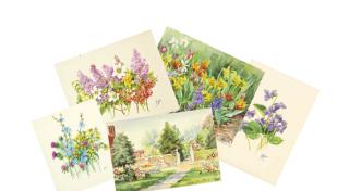 Grand Duchess Olga - Two garden scenes; and Three floral studies