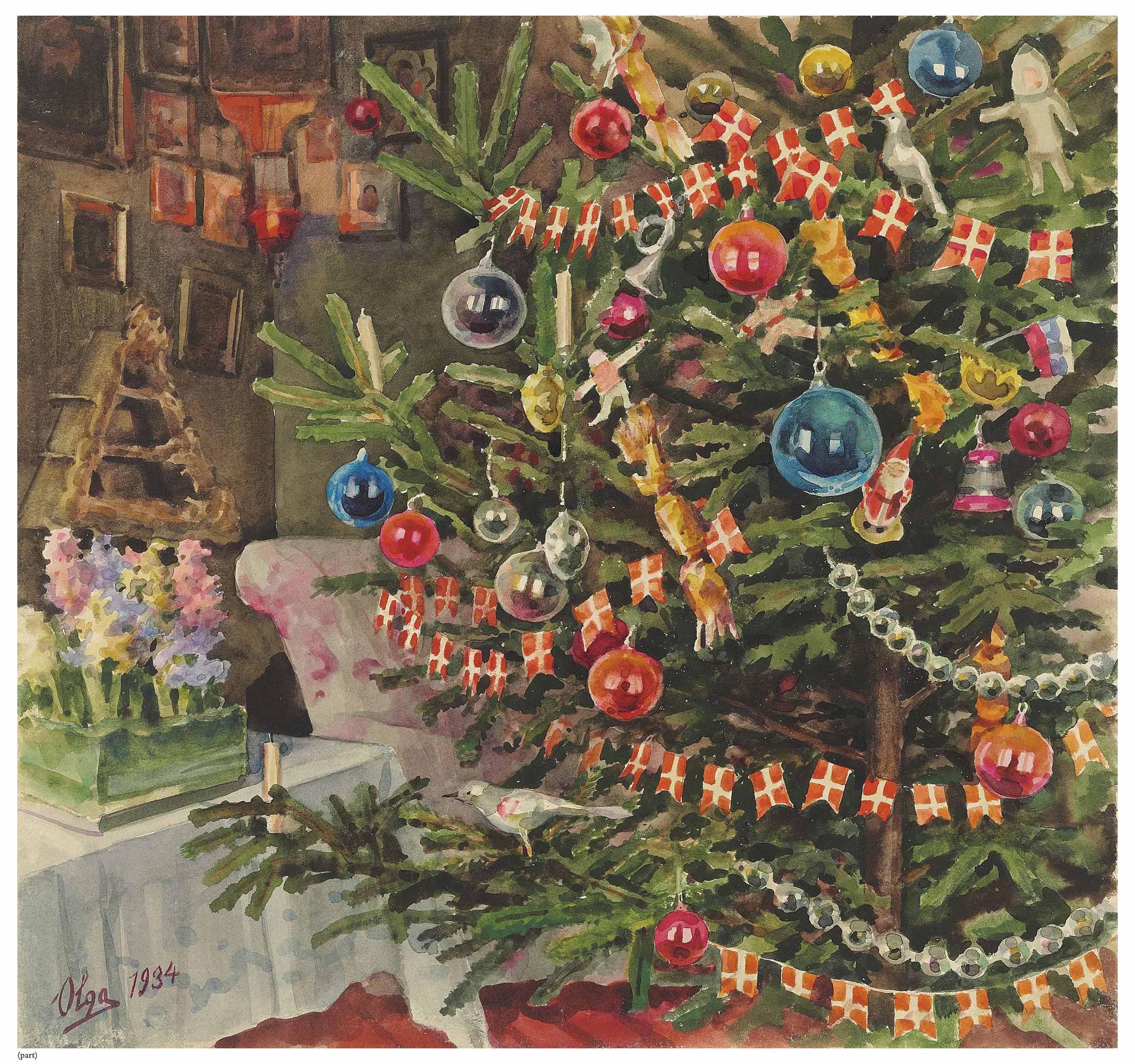 Grand Duchess Olga - Two studies of a Christmas tree; A winter stroll; and A landscape