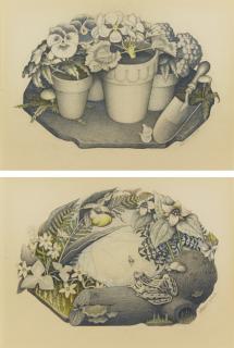Grant Wood - Tame Flowers And Wild Flowers: A Pair Of Drawings