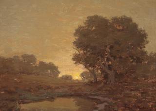 Granville Redmond - Sunset Beyond a Pond 10 1/4 x 14 1/4in