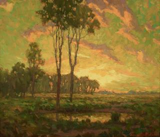 Granville Redmond - Sunset On The Pond