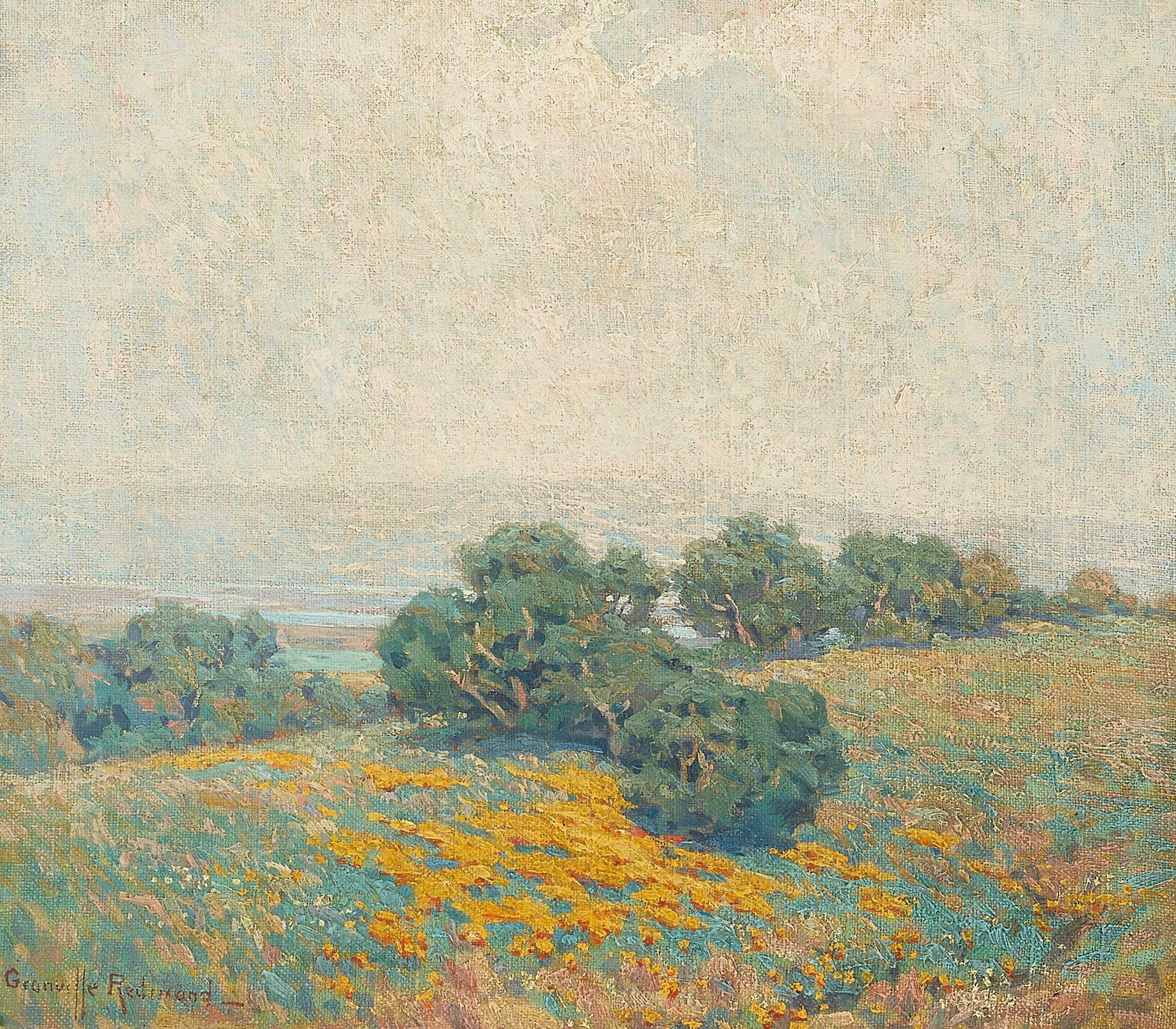 Granville Redmond - The Bay Beyond a Hillside of Poppies
