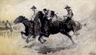 Grattan Condon - Horse Race 21 x 36 in. framed 28 x 43 in.