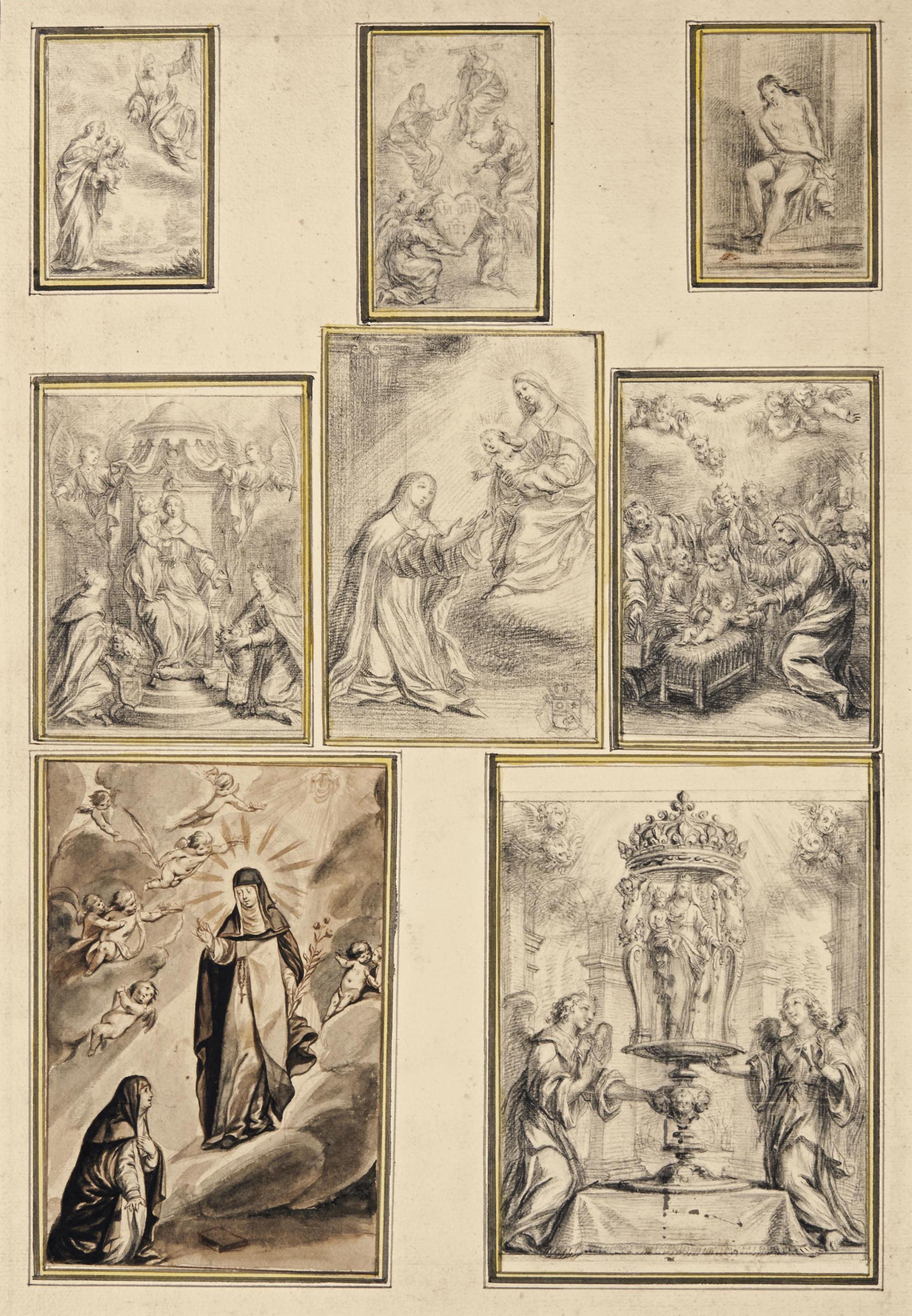 Grégoire Huret - Huit Dessins Représentant Des Scènes Religieuses