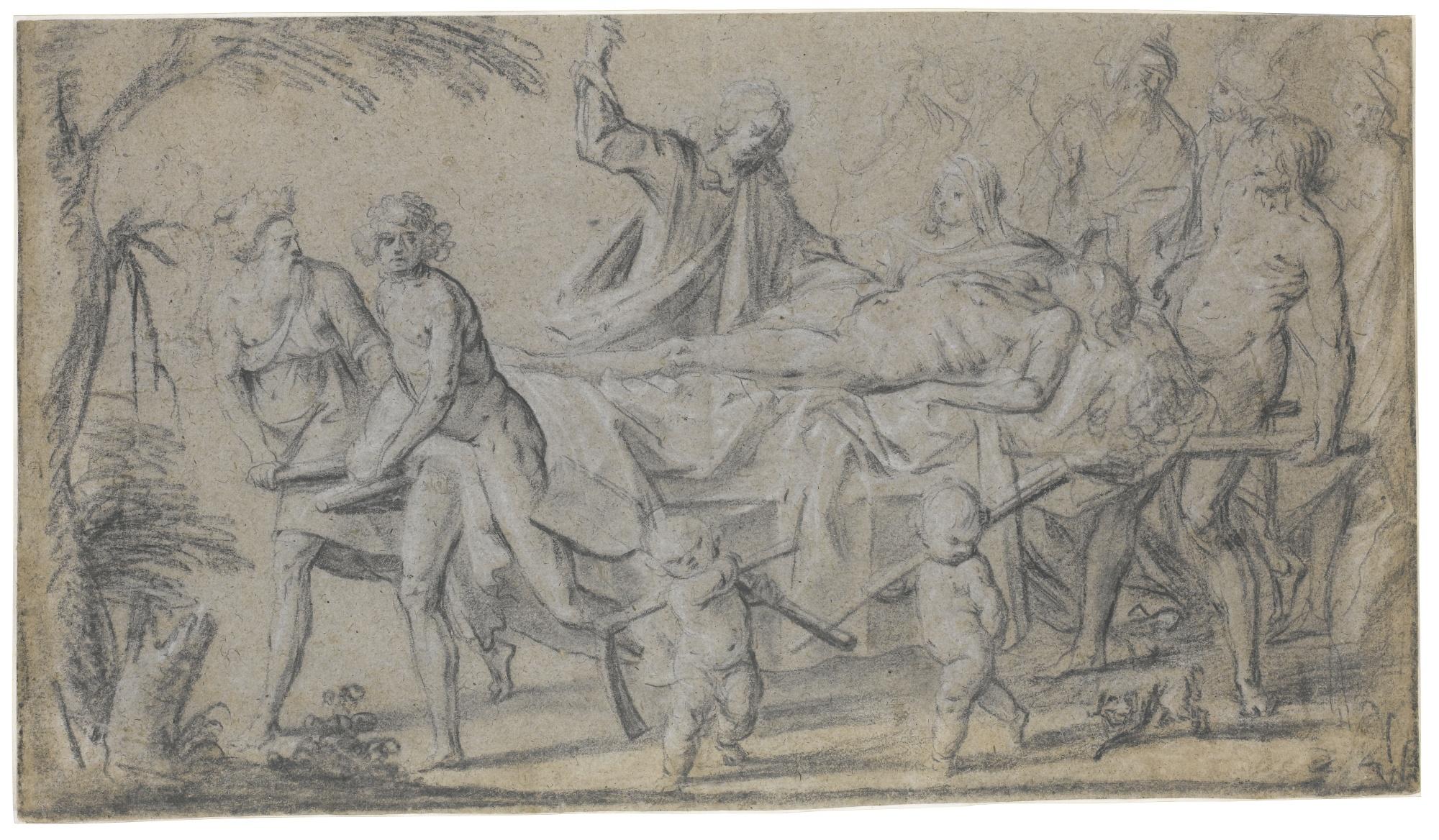 Grégoire Huret - Recto: Funeral Scene; Verso: Studies Of Falling Devils