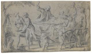Grégoire Huret - Recto: Funeral Scene; Verso: Studies Of Falling Devils