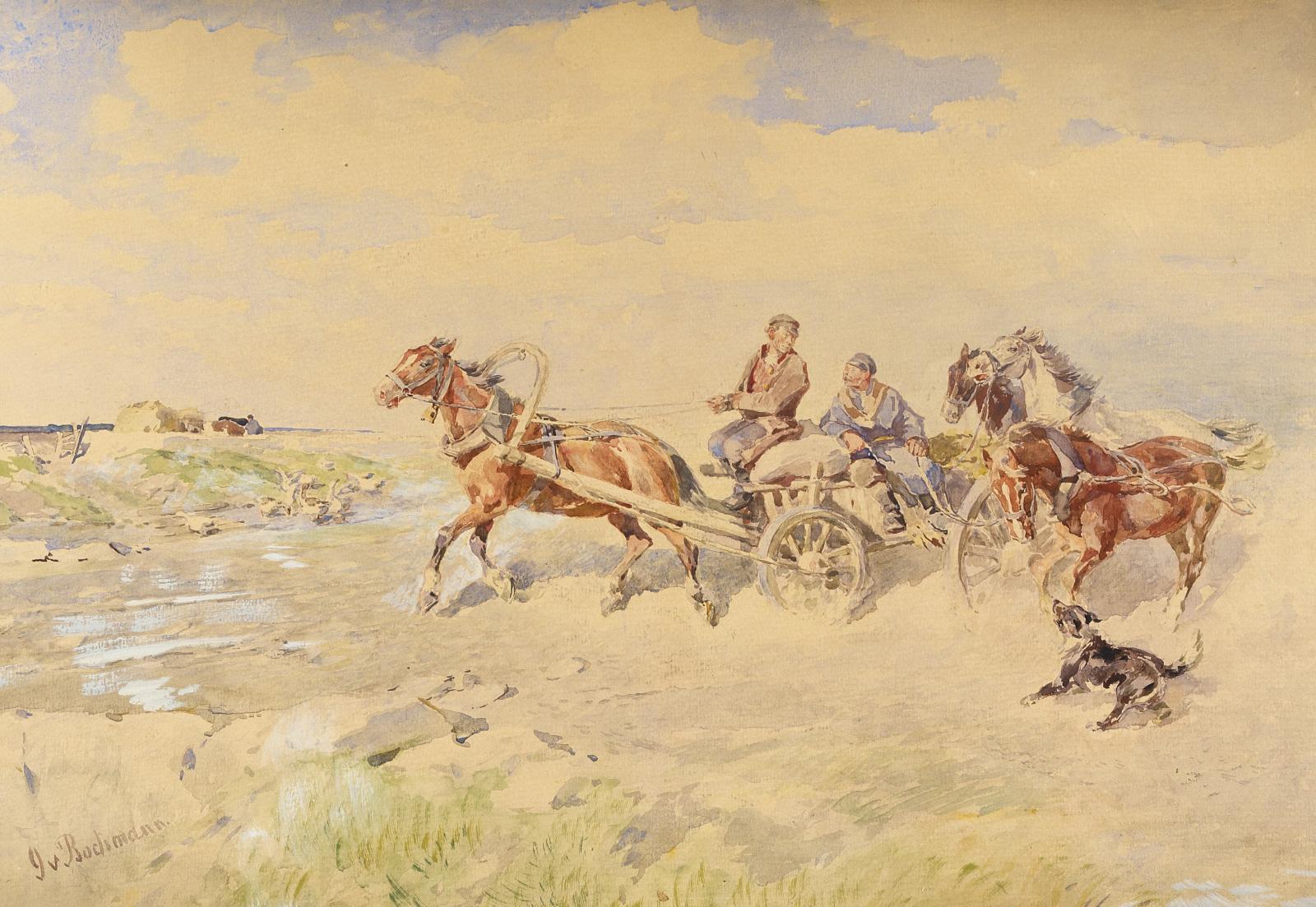 Gregor von Bochmann - Estnische Bauern auf ihrem Pferdegespann