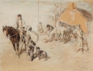 Gregor von Bochmann - Pferde an der Tränke