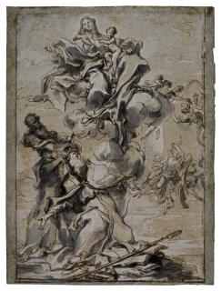 Gregorio De Ferrari - Madonna of Loreto Appearing to SS. Augustine and Paul