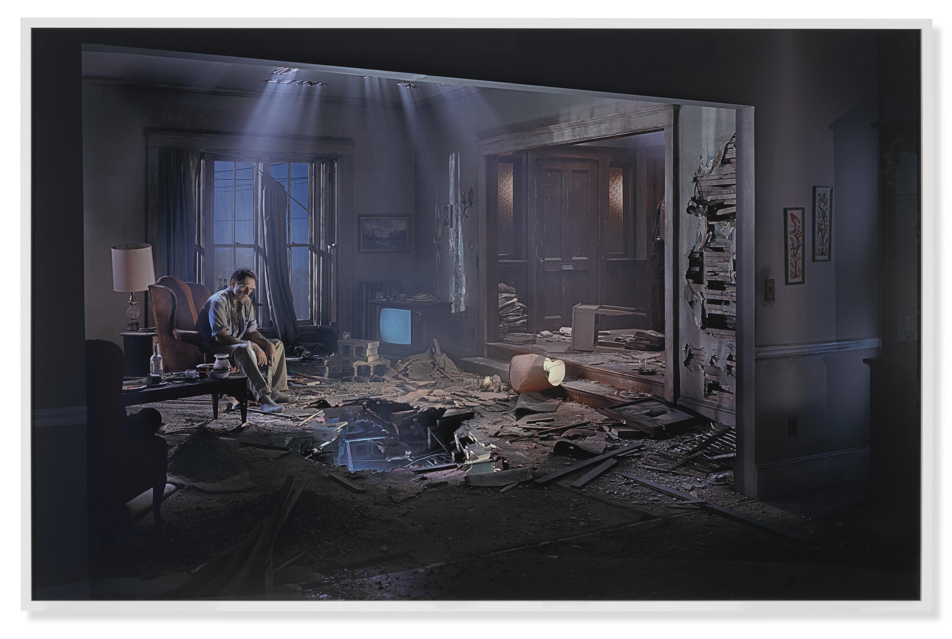 Gregory Crewdson - Untitled (man in living room with hole)