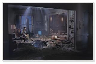 Gregory Crewdson - Untitled (man in living room with hole)