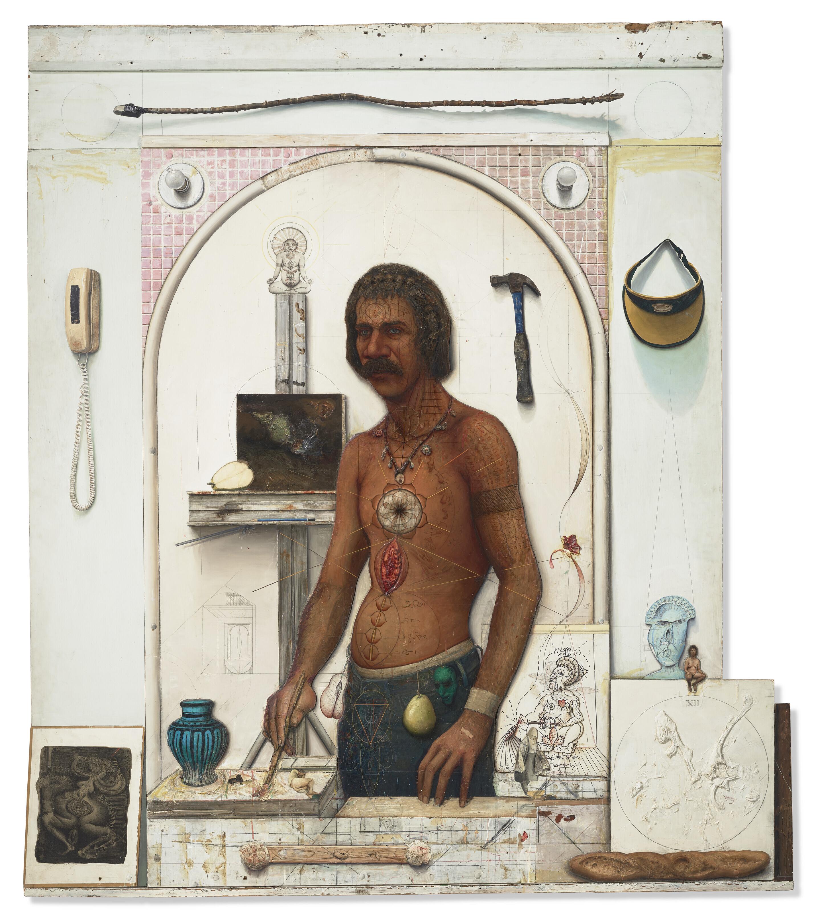 Gregory Gillespie - Self-Portrait with Bread and Chakras