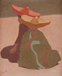 Greta Gerell - Seated children in large hats
