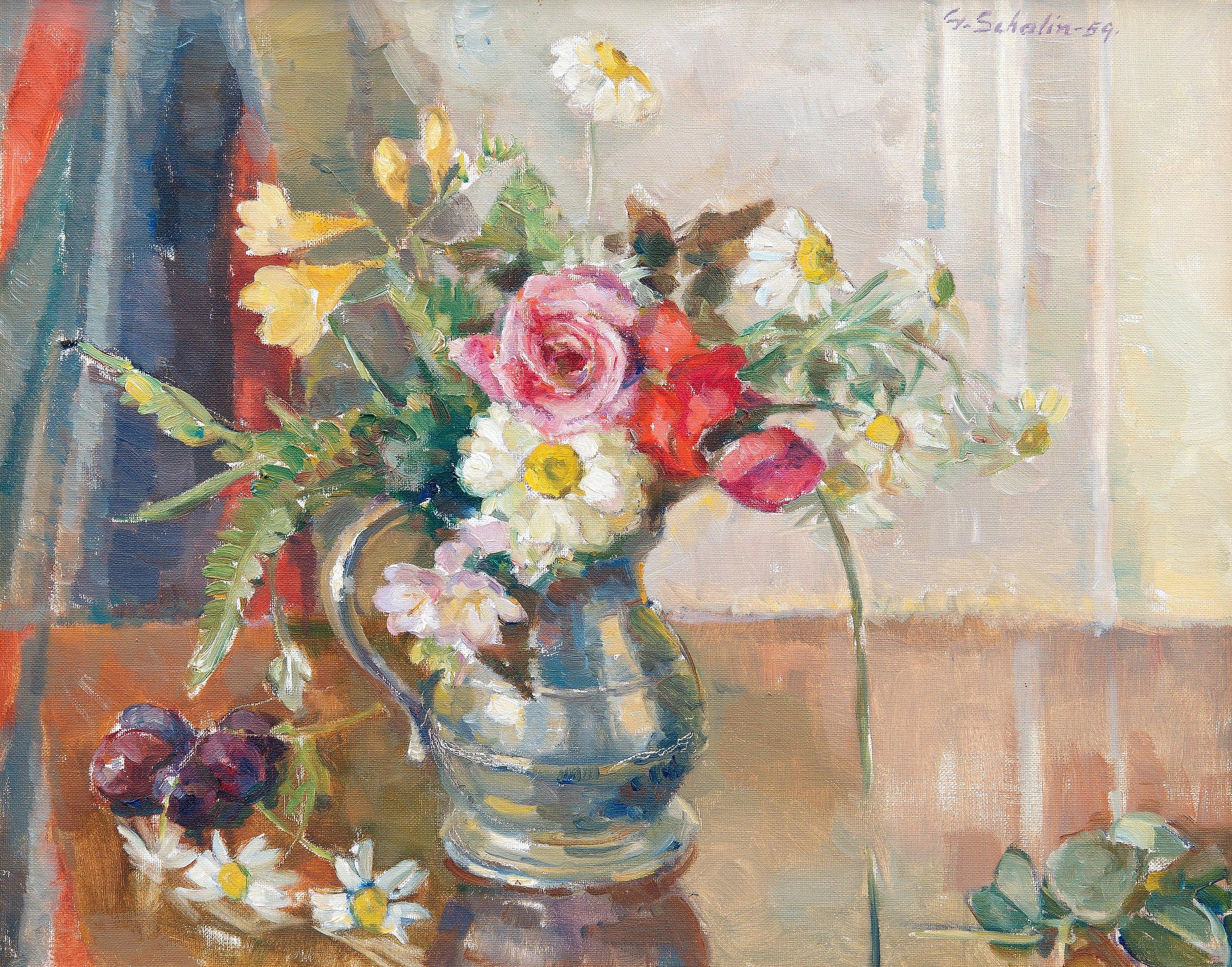 Greta Schalin - Still Life With Flowers.