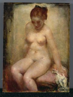 Grigory Gluckmann - Seated Nude with a Black Ribbon in Her Hair