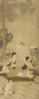 Gu Jianlong - Ladies Doing Needlework on a Garden Terrace