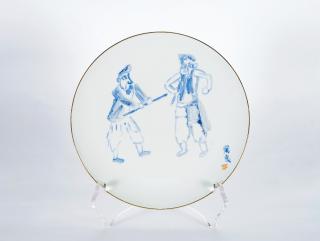 Guan Liang - Ceramic Plate Of Chinese Opeara Figures