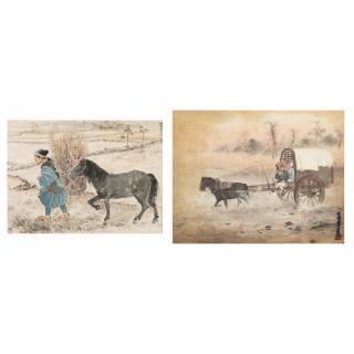 Guan Shanyue - Carrying Firewood; Fording a Stream