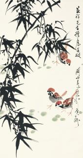 Guan Shanyue - Sparrows By The Bamboo