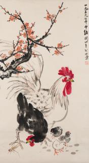 Guan Shanyue - Two Roosters and Chicks