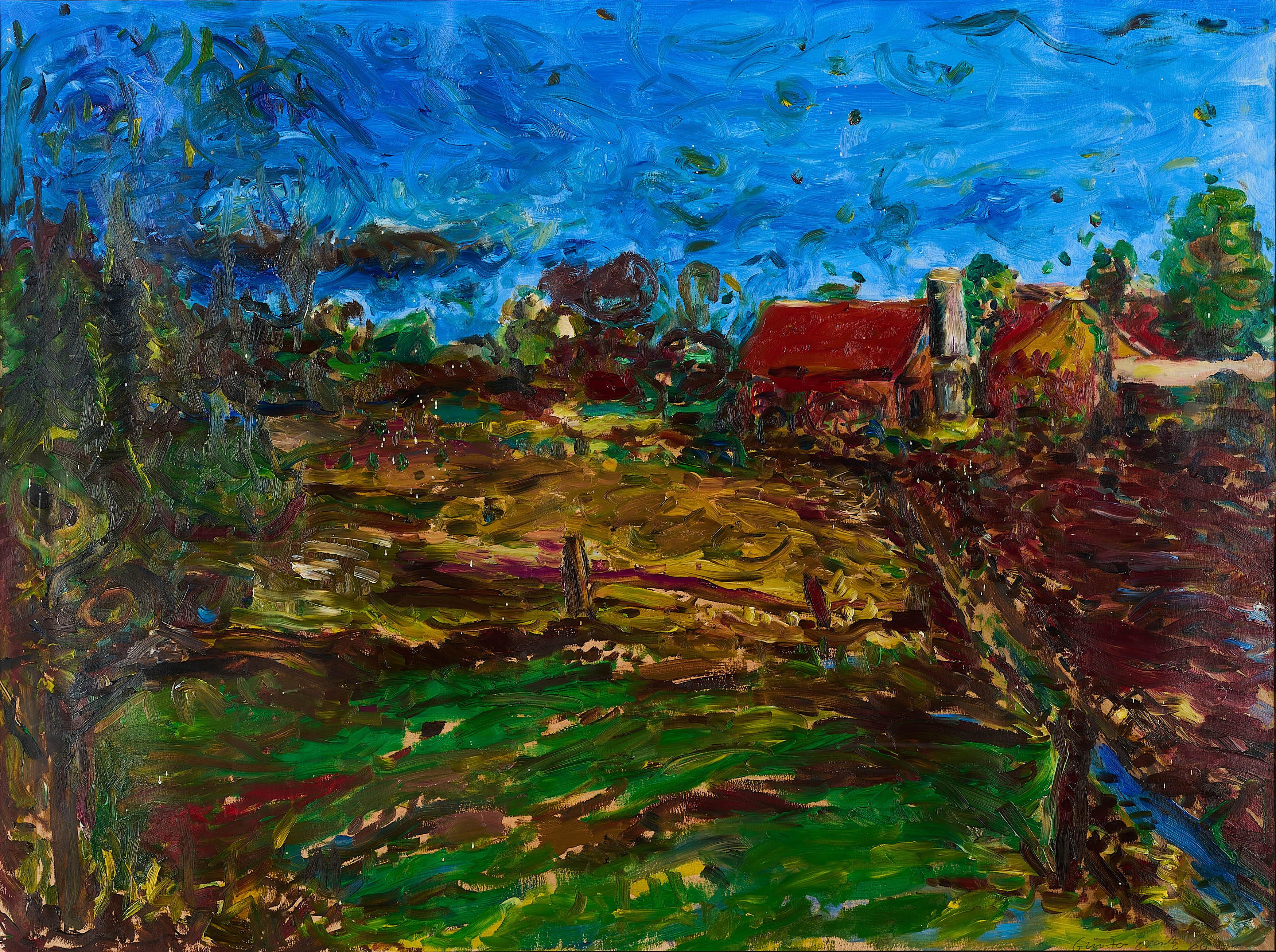 Günter Evertz - Landschaft mit Bauernhaus.