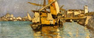 Guglielmo Ciardi - Segelboot im Canale della Giudecca