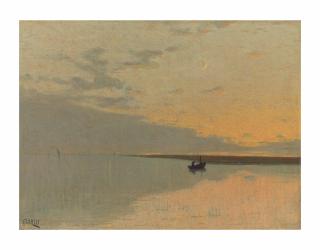 Guglielmo Ciardi - View of the Venetian Lagoon at sunset