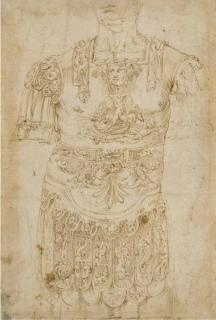 Guglielmo Della Porta - A classical armour decorated with amorous couples and Neptune with hippocampi