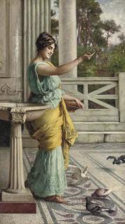 Guglielmo Zocchi - Feeding The Pigeons