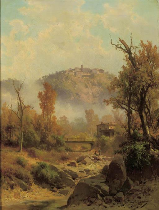 Guido Agostini - A view of Certaldo, Tuscany