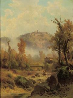 Guido Agostini - A view of Certaldo, Tuscany