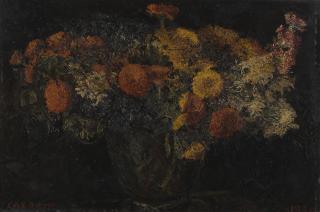 Guido Cadorin - Fiori su fondo nero