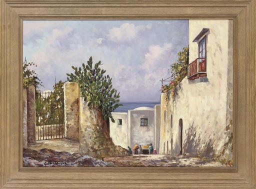 Guido Odierna - A Mediterranean Sun Terrace; And Three Others Similar