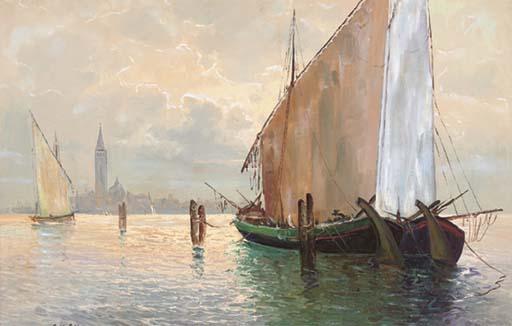 Guido Odierna - Fishing boats in the Bacino, Venice