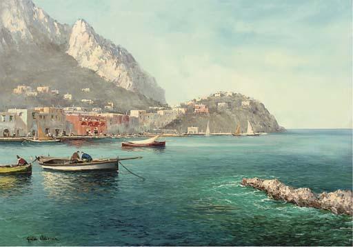 Guido Odierna - Fishing Boats Moored Off The Coast, Capri