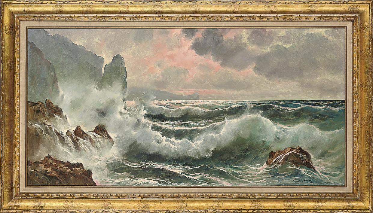Guido Odierna - Seascape with crashing waves