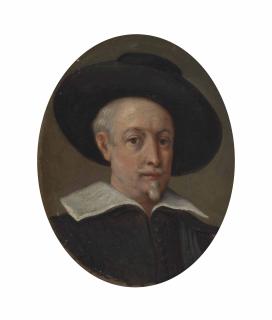 Guido Reni - Portrait of the artist, bust-length, in black, a collar and a wide-brimmed hat