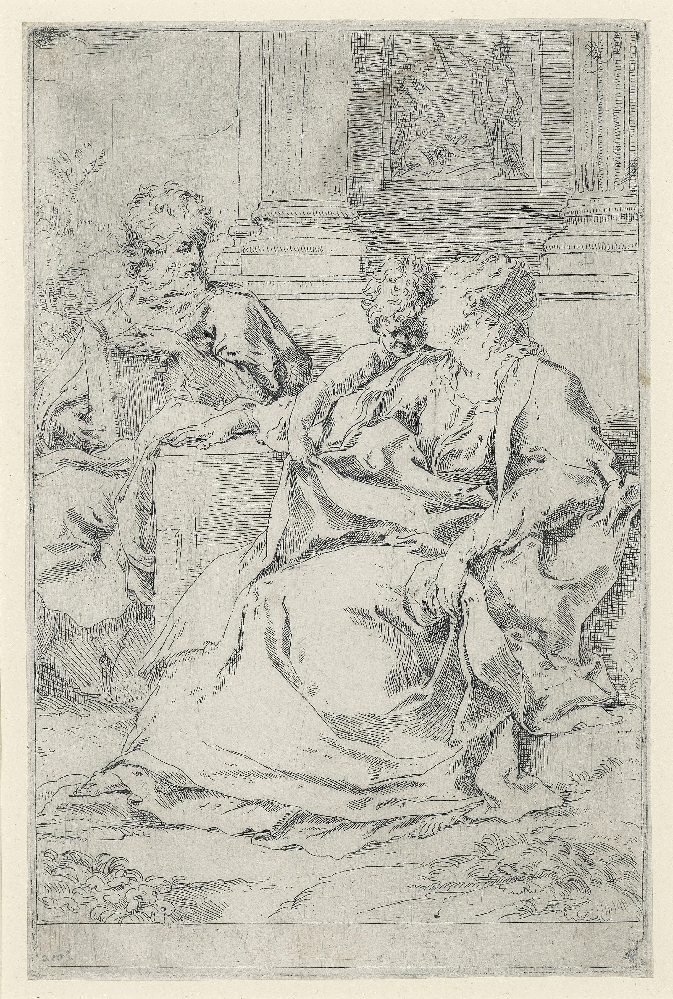 Guido Reni - The Holy Family With A Scriptural Scene In The Background