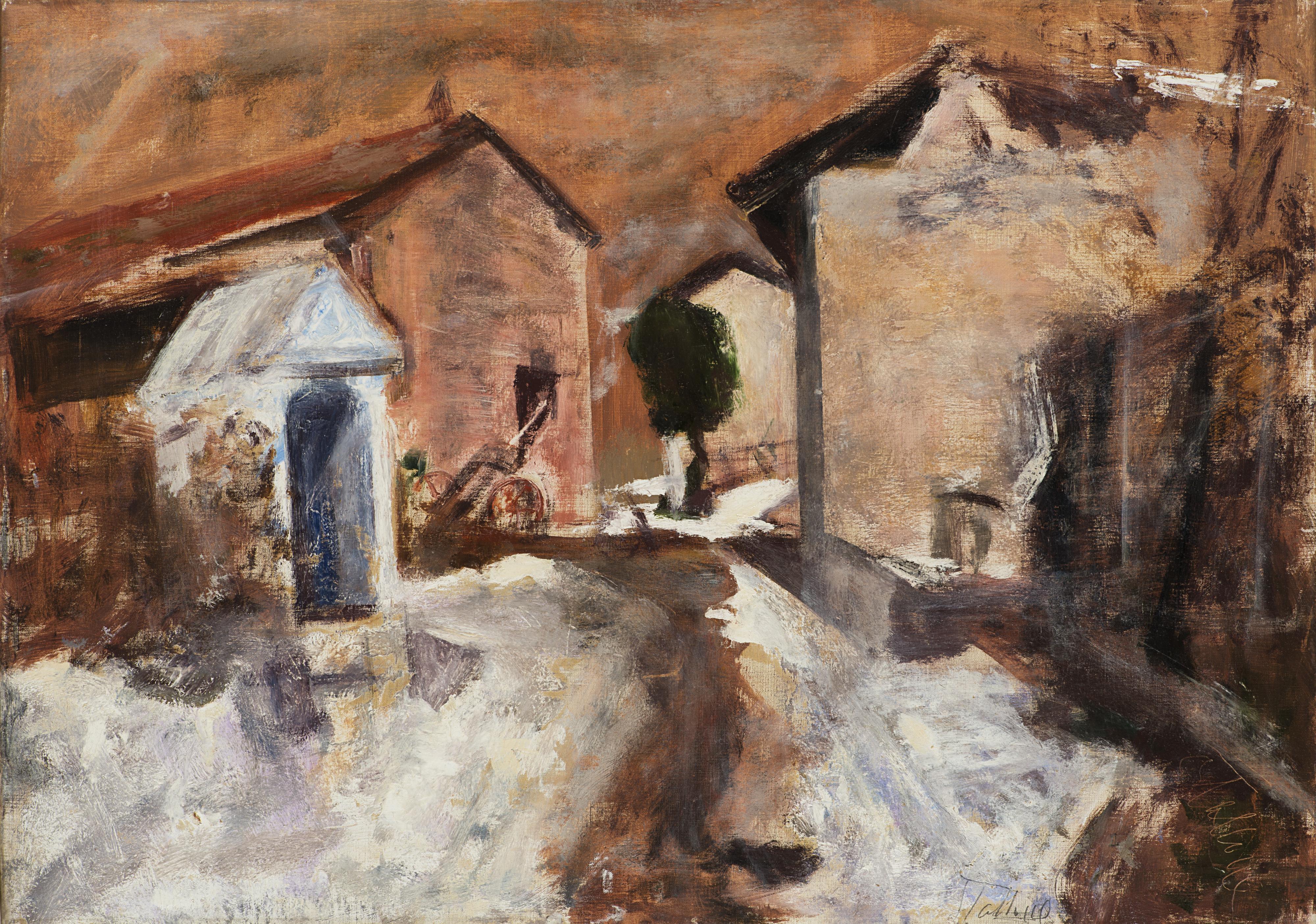 Guido Tallone - Scorcio di paese con la neve