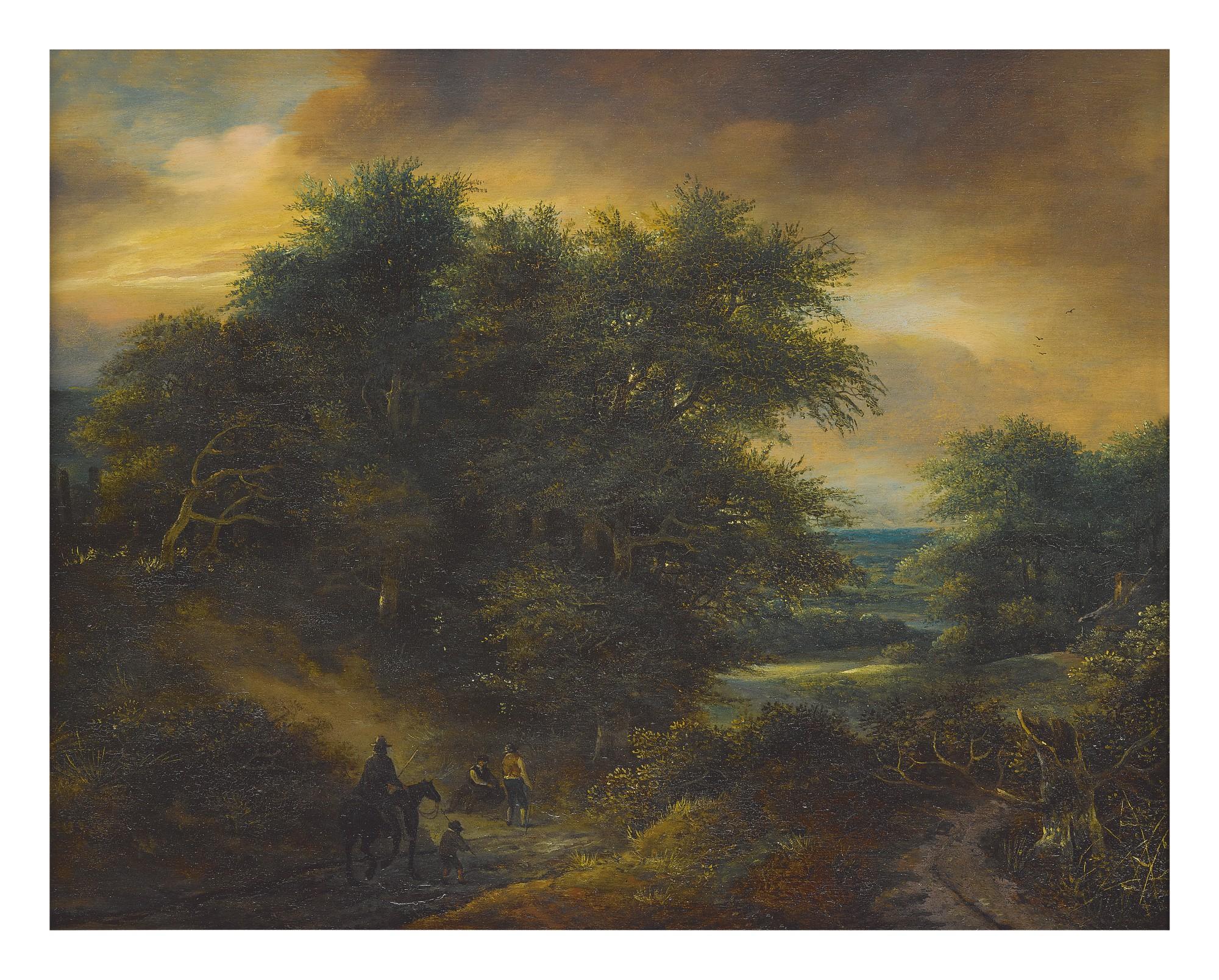 Guillam Du Bois - A Wooded Landscape With Travelers On A Path
