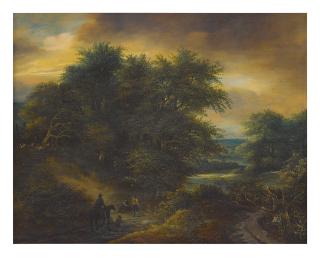 Guillam Du Bois - A Wooded Landscape With Travelers On A Path