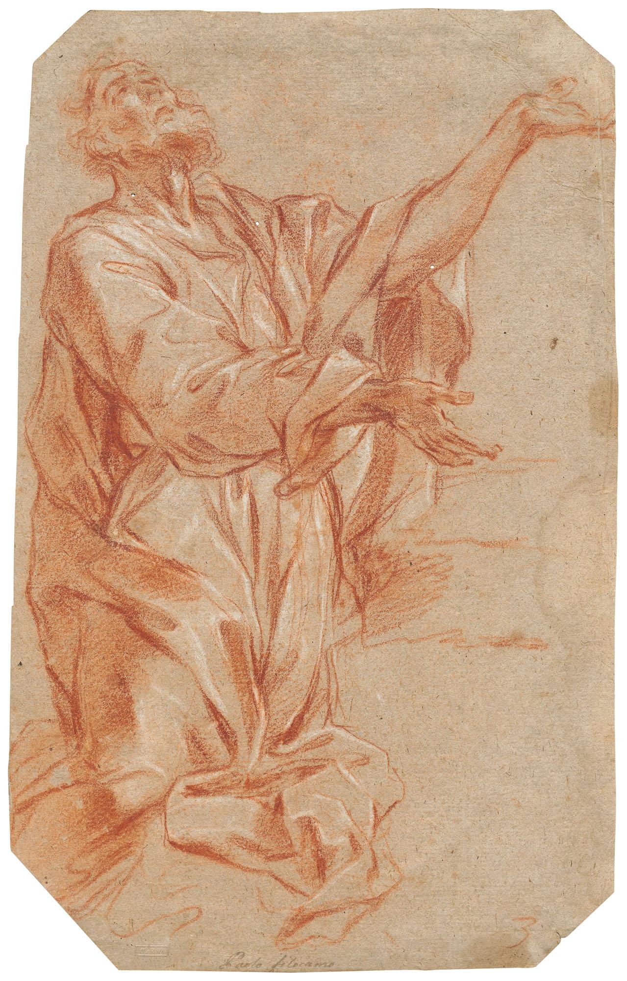 Guillaume Courtois, Called Il Borgognone - A kneeling man with his arms outstretched