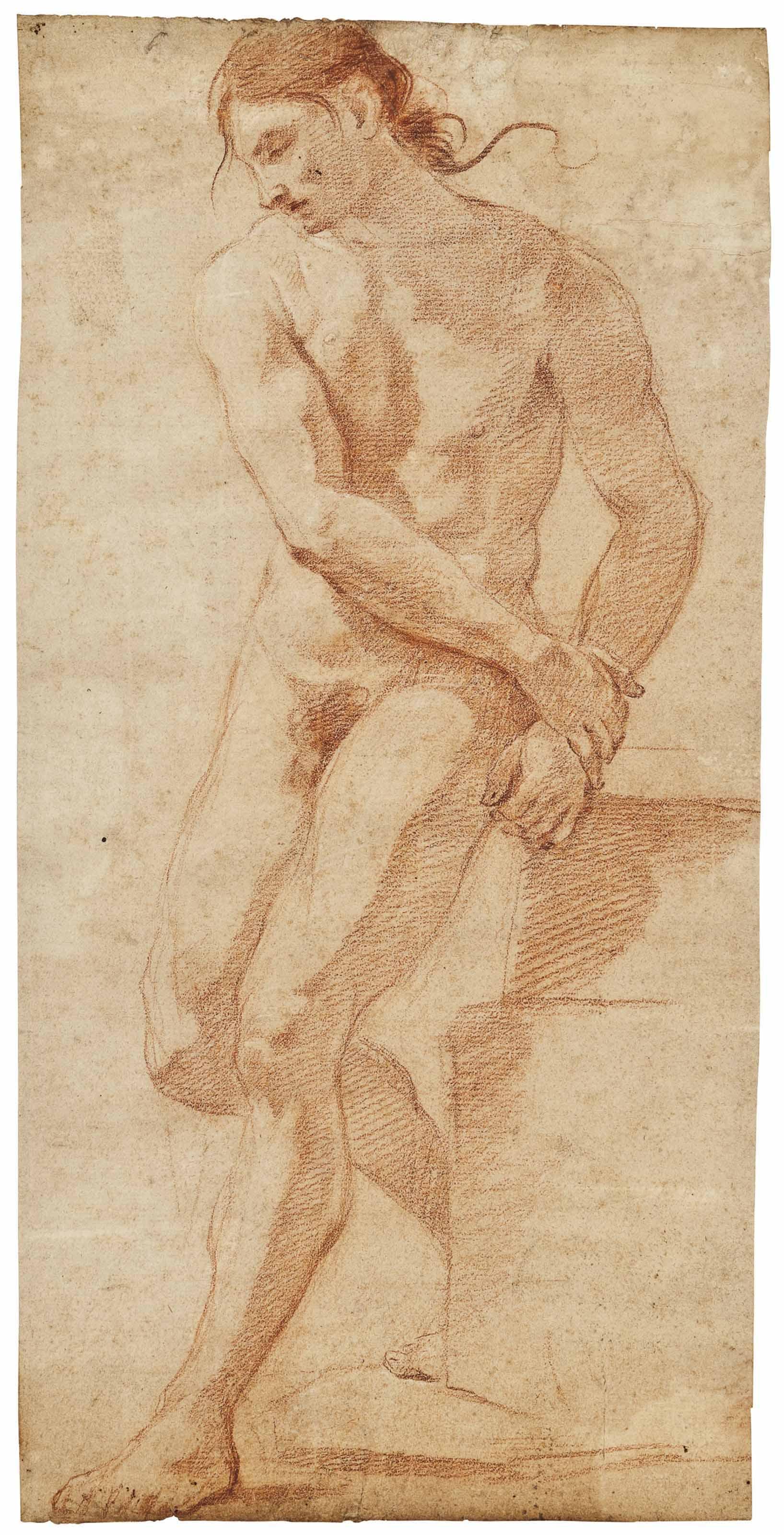 Guillaume Courtois, Called Il Borgognone - A male nude standing