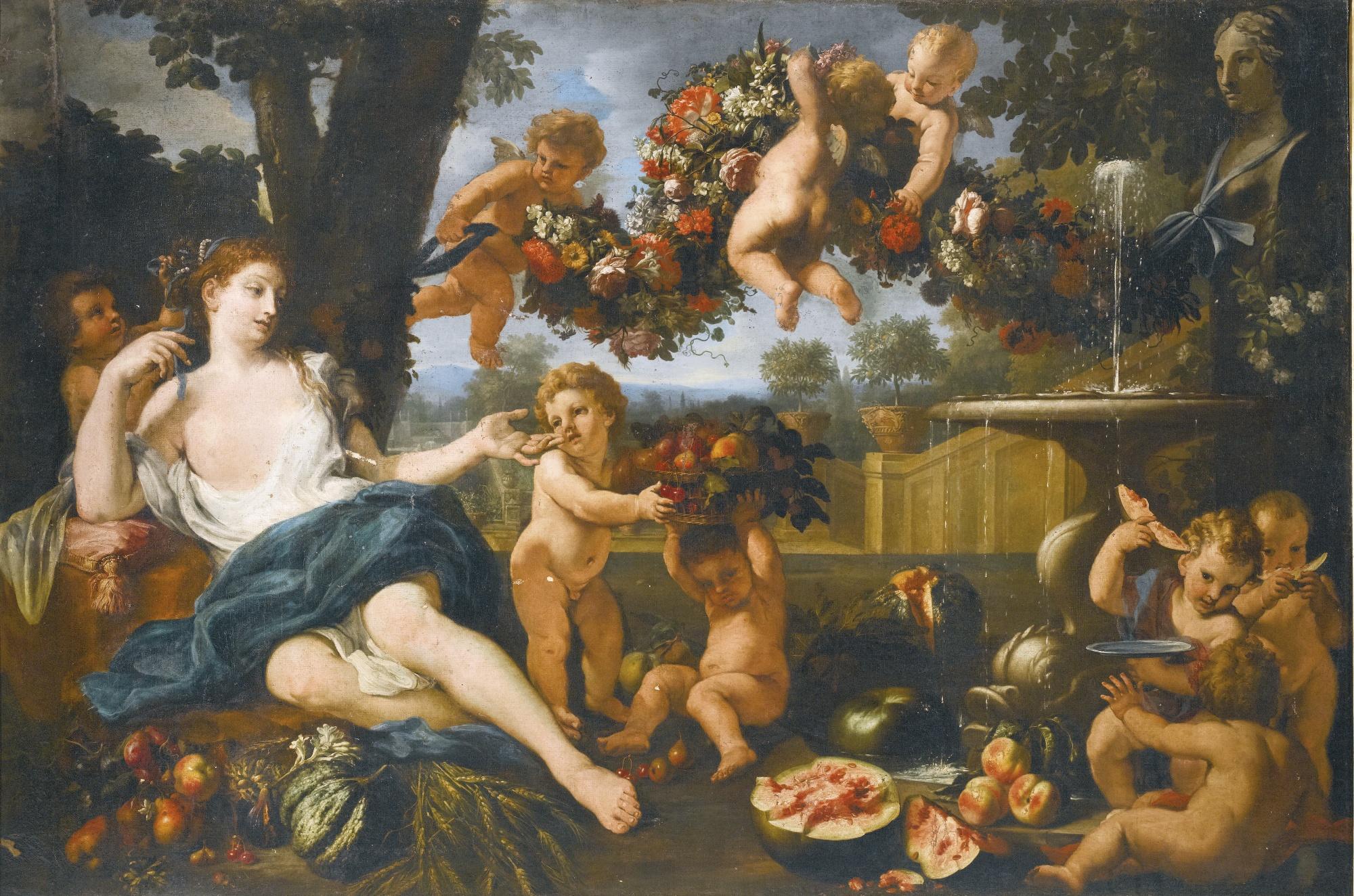 Guillaume Courtois - Ceres At A Fountain, Attended By Putti